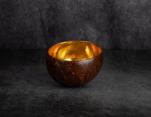 Load image into Gallery viewer, Gold Lined Coconut Shell Bowl | Handmade Boho Jewellery Dish