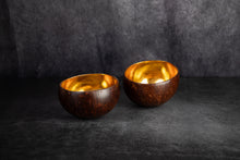Load image into Gallery viewer, Gold Lined Coconut Shell Bowl | Handmade Boho Jewellery Dish