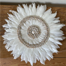 Load image into Gallery viewer, Target Feather and Shell Wall Art | White JuJu Wall Decor