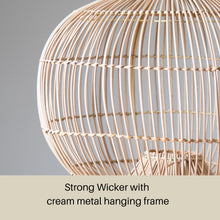 Load image into Gallery viewer, Round Bulb Shaped Basket Lampshade | Rattan Ceiling Pendant