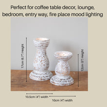 Load image into Gallery viewer, White Rustic Wooden Candle Pillar Holders | Candle Set for Living room decor