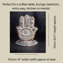 Load image into Gallery viewer, White Wash Hamsa Hand Standing Decor