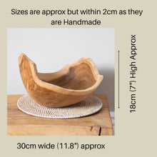 Load image into Gallery viewer, Large Rustic Wooden Bowl Teak