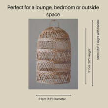 Load image into Gallery viewer, Long Rattan Pendant Light Shade