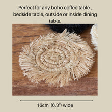 Load image into Gallery viewer, Raffia Fringe Coasters Small Round Table Mat for Cup Rustic Decor