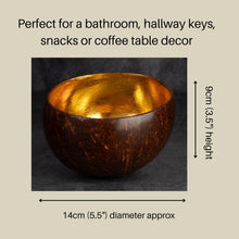 Load image into Gallery viewer, Gold Lined Coconut Shell Bowl | Handmade Boho Jewellery Dish