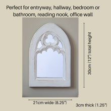 Load image into Gallery viewer, White and Mint Hand carved Wooden Arch Mirror