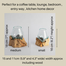Load image into Gallery viewer, Molten Glass Bowl on a Rustic Wooden Stand