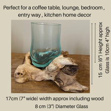 Load image into Gallery viewer, Molten Glass melted on a Teak Wooden Base