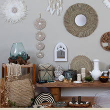 Load image into Gallery viewer, White and Mint Hand carved Wooden Arch Mirror