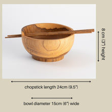Load image into Gallery viewer, Handmade Teak Ramen Bowl & Chopsticks Set