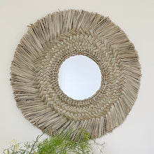 Load image into Gallery viewer, Raffia round mirror boho home decor