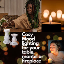 Load image into Gallery viewer, White Rustic Wooden Candle Pillar Holders | Candle Set for Living room decor