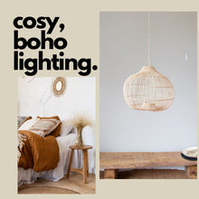 Load image into Gallery viewer, Round Bulb Shaped Basket Lampshade | Rattan Ceiling Pendant