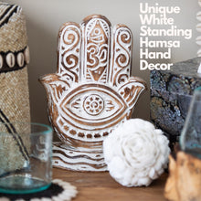 Load image into Gallery viewer, White Wash Hamsa Hand Standing Decor