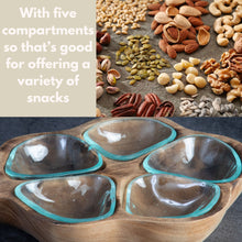 Load image into Gallery viewer, Melted Glass Wood Snack Dish Wooden Plate with Glass Bowls for Snacks