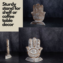 Load image into Gallery viewer, White Wash Hamsa Hand Standing Decor
