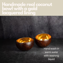 Load image into Gallery viewer, Gold Lined Coconut Shell Bowl | Handmade Boho Jewellery Dish