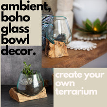 Load image into Gallery viewer, Molten Glass Bowl on a Rustic Wooden Stand