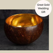 Load image into Gallery viewer, Gold Lined Coconut Shell Bowl | Handmade Boho Jewellery Dish