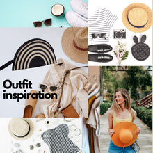 Load image into Gallery viewer, Handmade Woven Straw Clutch | Black & Natural Half Moon Wristlet