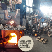 Load image into Gallery viewer, Molten Glass melted on a Teak Wooden Base