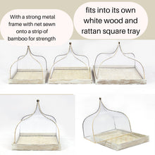 Load image into Gallery viewer, Set of 3 White Bamboo Food Covers with Trays - Plate Cover, Net Lids for Food Protection