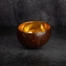Load image into Gallery viewer, Gold Lined Coconut Shell Bowl | Handmade Boho Jewellery Dish
