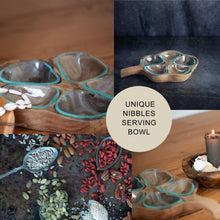 Load image into Gallery viewer, Melted Glass Wood Snack Dish Wooden Plate with Glass Bowls for Snacks