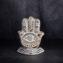Load image into Gallery viewer, White Wash Hamsa Hand Standing Decor