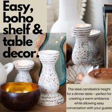Load image into Gallery viewer, White Rustic Wooden Candle Pillar Holders | Candle Set for Living room decor