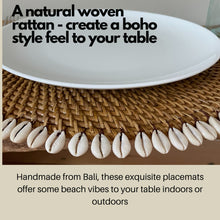 Load image into Gallery viewer, Rattan Shell Edge Round Placemat Wicker 39cm Honey and Black