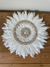 Load image into Gallery viewer, Target Feather and Shell Wall Art | White JuJu Wall Decor