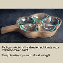 Load image into Gallery viewer, Melted Glass Wood Snack Dish Wooden Plate with Glass Bowls for Snacks