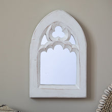 Load image into Gallery viewer, White and Mint Hand carved Wooden Arch Mirror