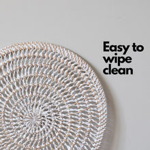 Load image into Gallery viewer, Rattan Round Mesh Placemat Natural White Placemat with Open Weave