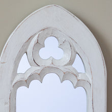 Load image into Gallery viewer, White and Mint Hand carved Wooden Arch Mirror