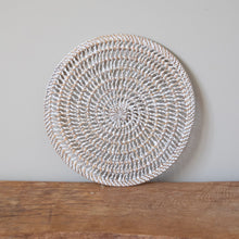 Load image into Gallery viewer, Rattan Round Mesh Placemat Natural White Placemat with Open Weave