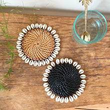 Load image into Gallery viewer, Rattan Shell Edged Coaster