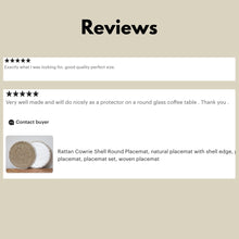 Load image into Gallery viewer, Round Wicker Placemat with Shell Edge | Woven Mat for indoor or outdoor table