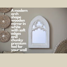 Load image into Gallery viewer, White and Mint Hand carved Wooden Arch Mirror
