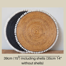 Load image into Gallery viewer, Rattan Shell Edge Round Placemat Wicker 39cm Honey and Black