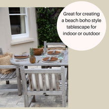 Load image into Gallery viewer, Round Wicker Placemat with Shell Edge | Woven Mat for indoor or outdoor table