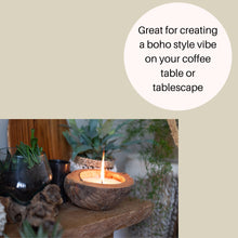 Load image into Gallery viewer, Soy Wax Coconut Shell Candle Sandalwood Scent and Vanilla Scent