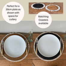 Load image into Gallery viewer, Rattan Shell Edge Round Placemat Wicker 39cm Honey and Black