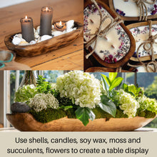 Load image into Gallery viewer, Wooden Dough Bowl Tray for Candle Table Scape 16 oz