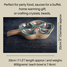 Load image into Gallery viewer, Melted Glass Wood Snack Dish Wooden Plate with Glass Bowls for Snacks
