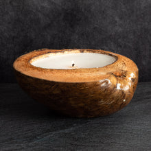 Load image into Gallery viewer, Soy Wax Coconut Shell Candle Sandalwood Scent and Vanilla Scent