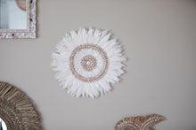 Load image into Gallery viewer, Target Feather and Shell Wall Art | White JuJu Wall Decor
