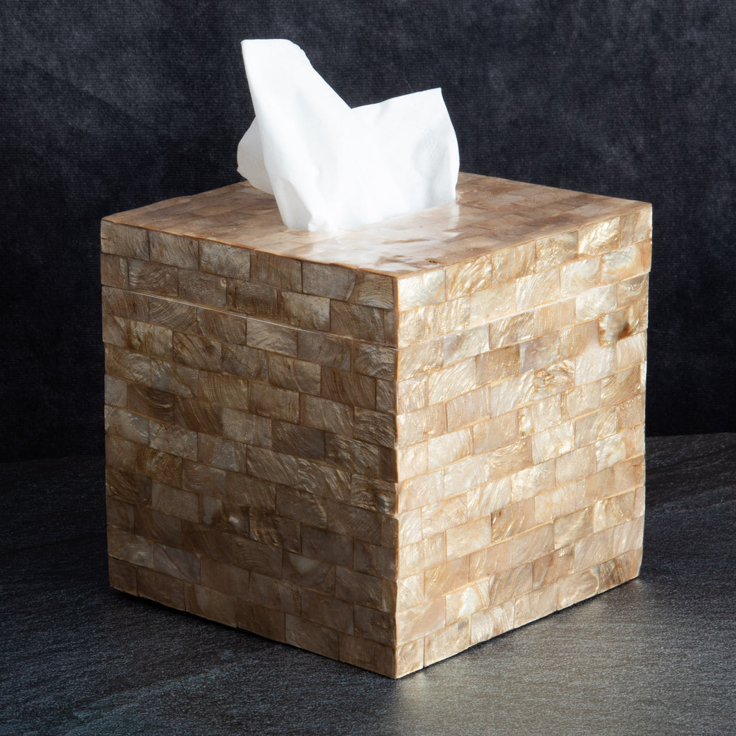 Gold Shell Tissue Box Cover Cube